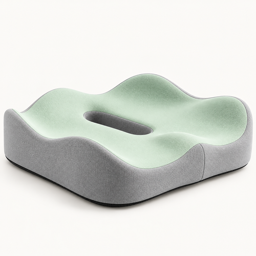 Easely memory foam seat cushion in green with tailbone cut-out